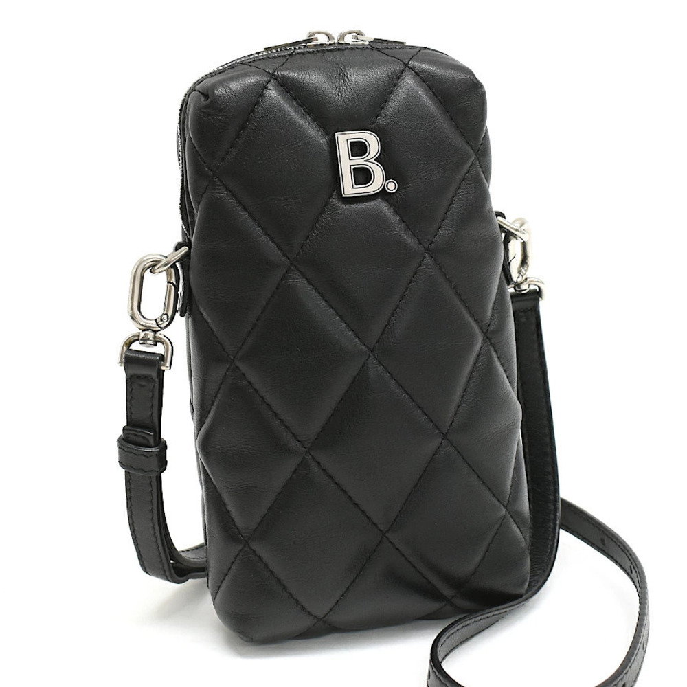 Balenciaga Phone Shoulder Bag Touch Puffy Quilted Leather Black